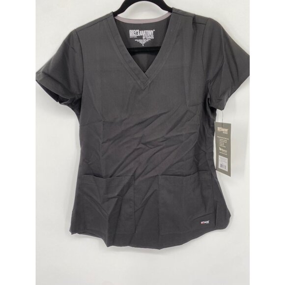 GREY'S ANATOMY SCRUBS 2 POCKET V NECK SHIRRED BACK SIZE SMALL Top NWT - Picture 1 of 3